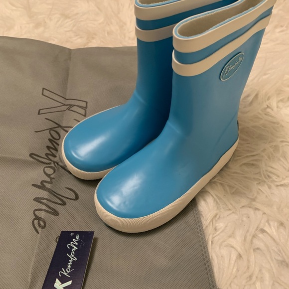 New Kkomforme toddler rain boots sz 6 blue / white stripe - Picture 2 of 7